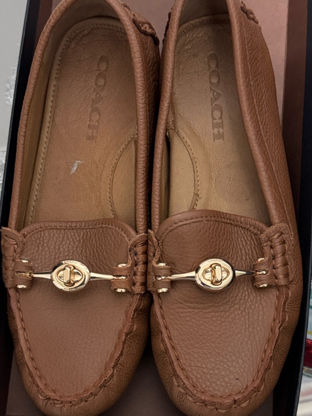 Coach Arlene Pebble Grain Leather Loafers in Lapis (Blue)